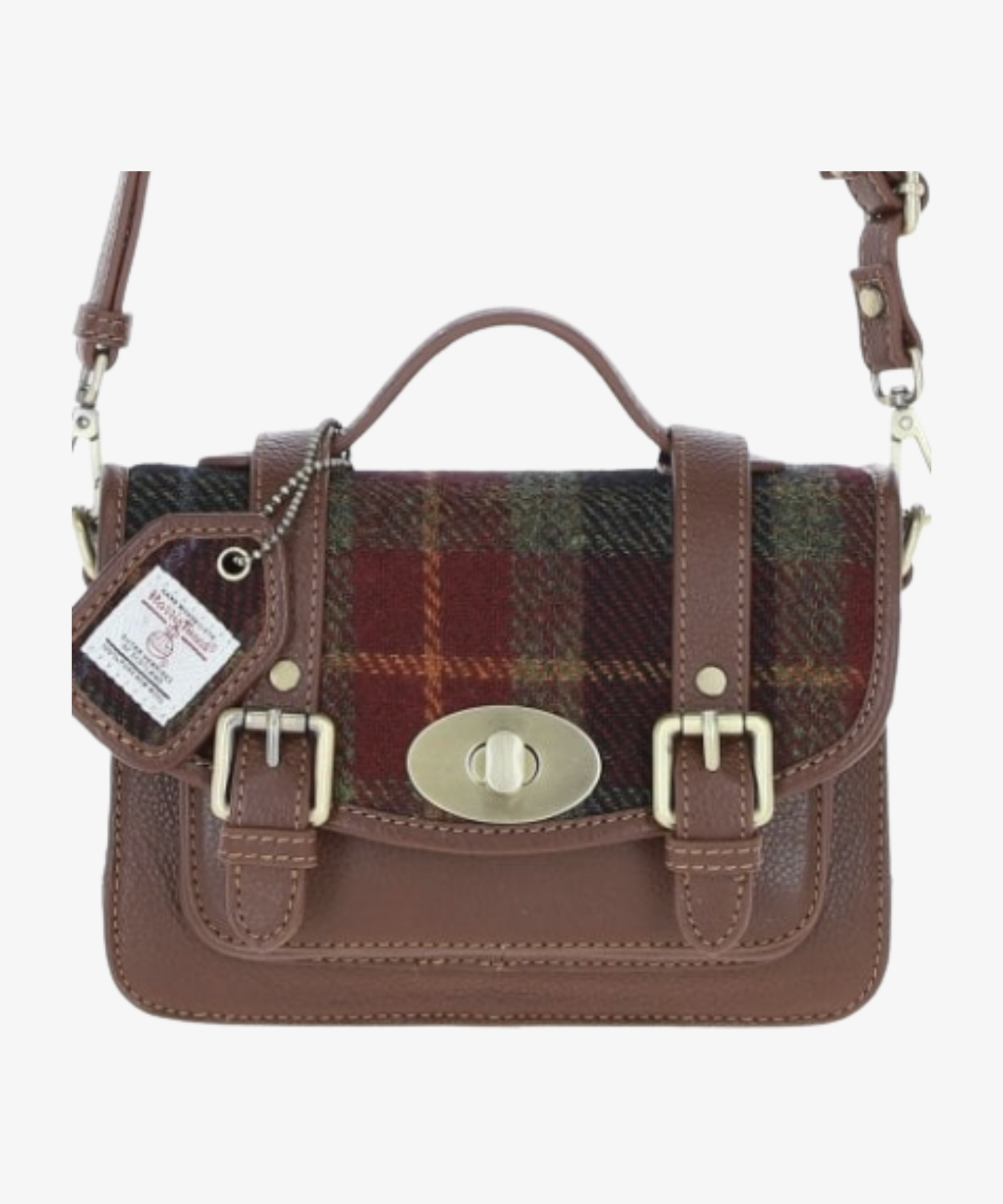 
                  
                    Läder- & Harris Tweed Satchelväska med Twist Lock
                  
                