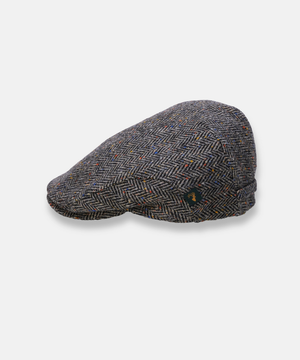 Trinity Tweedkeps i 100 % Ull – Klassisk Flat Cap i Grå Fiskben