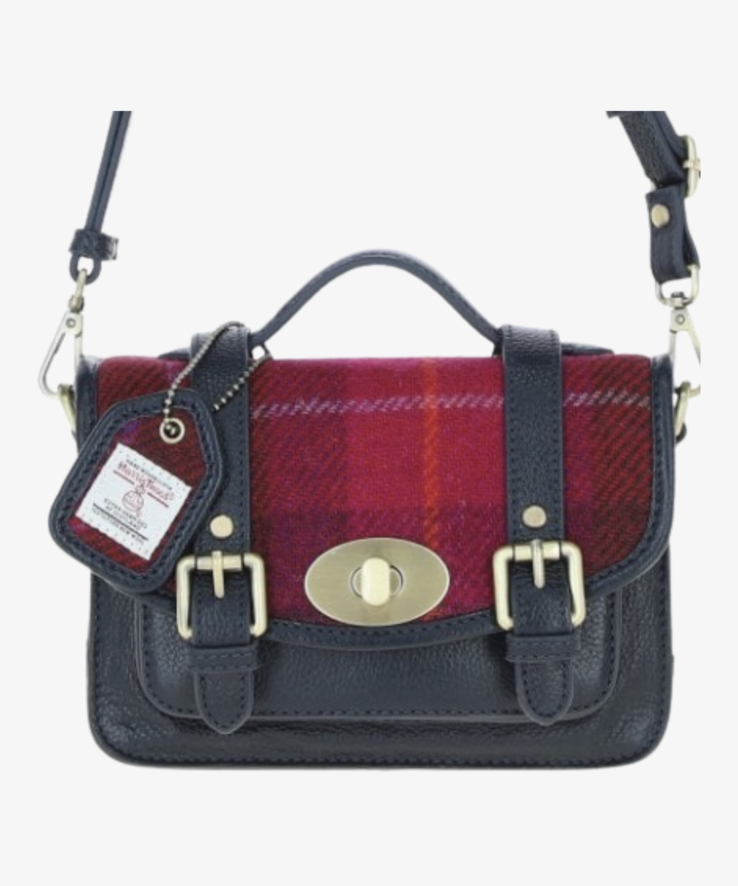 
                  
                    Läder- & Harris Tweed Satchelväska med Twist Lock
                  
                