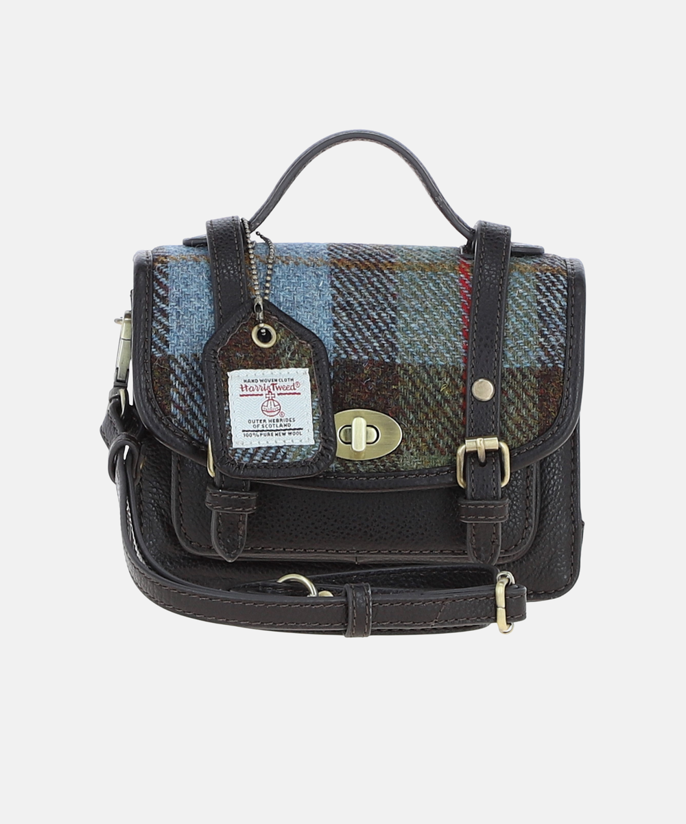 Satchel Väska i Harris Tweed – Blå/grön