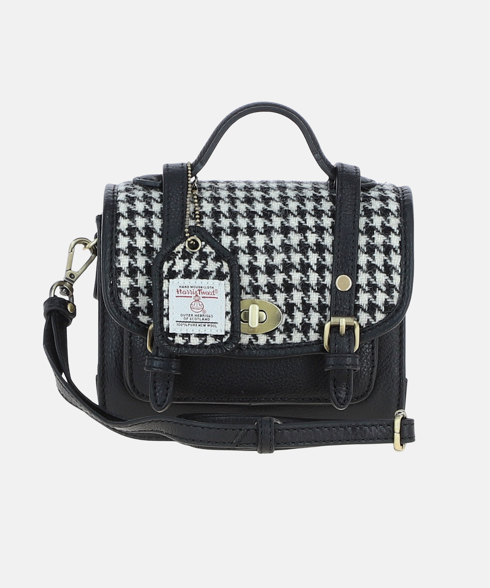 Satchel Väska i Harris Tweed – Svart/vit