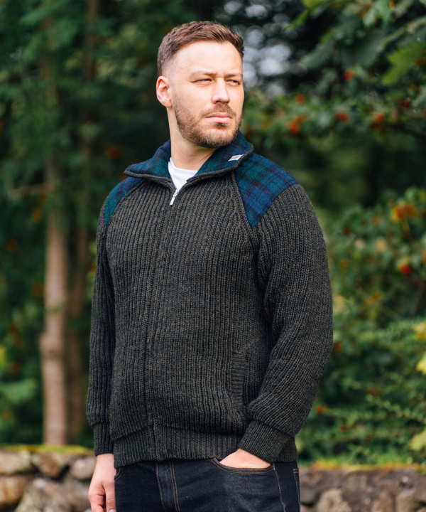 Shetlander Ullkofta – Grön med Harris Tweed