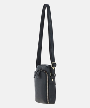 Läder Crossbody Mobilväska, Svart