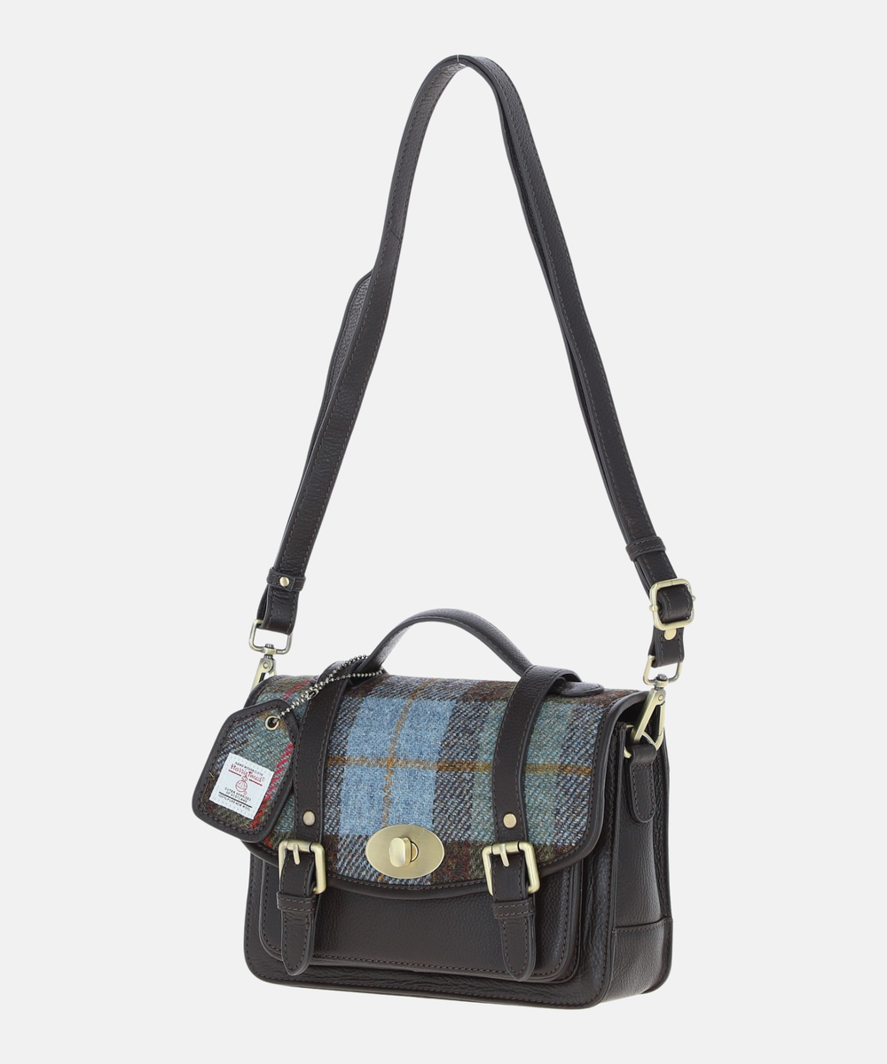 Satchel Väska i Harris Tweed – Blå/grön