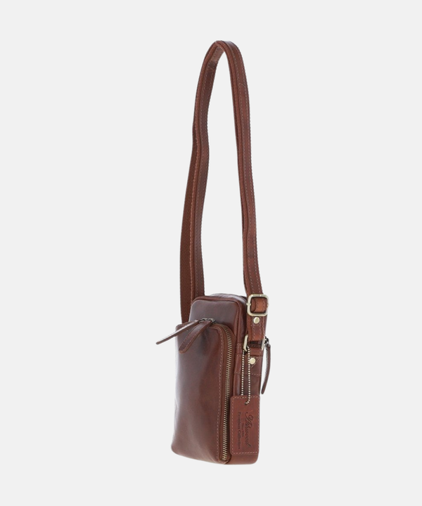 Läder Crossbody Mobilväska, Kastanjebrun