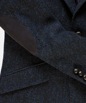 Harris Tweed Patrick jacka för herr – Mörkblått fiskbensmönster