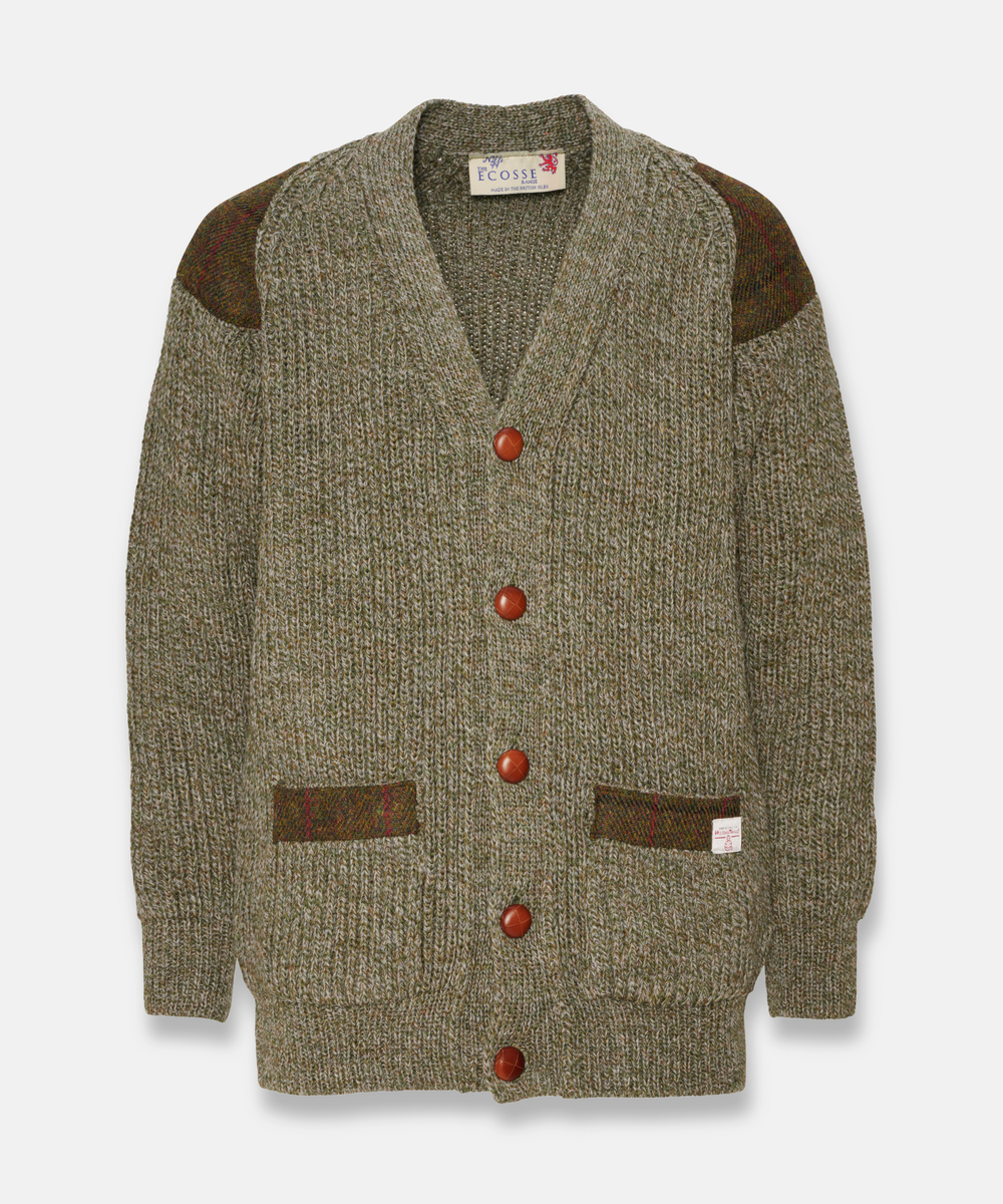 Brittisk Ullkofta i 100% Ull med Harris Tweed - Grå/beige