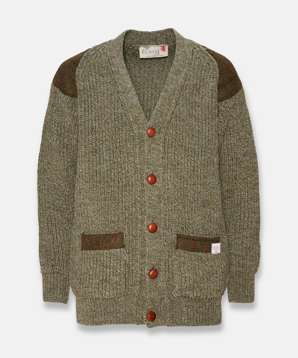 Brittisk Ullkofta i 100% Ull med Harris Tweed - Grå/beige