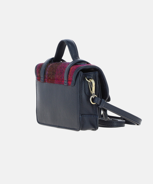 Satchel Väska i Harris Tweed – Röd / Marinblå