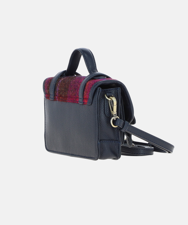 Satchel Väska i Harris Tweed – Röd / Marinblå