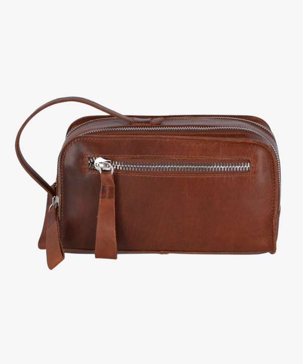 Lädernecessär i Oily Hunter Leather, Ljusbrun