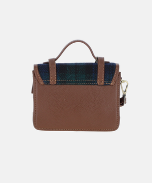 Satchel Väska i Harris Tweed – Marinblå / Brun