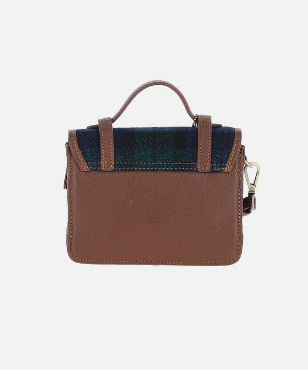 Satchel Väska i Harris Tweed – Marinblå / Brun