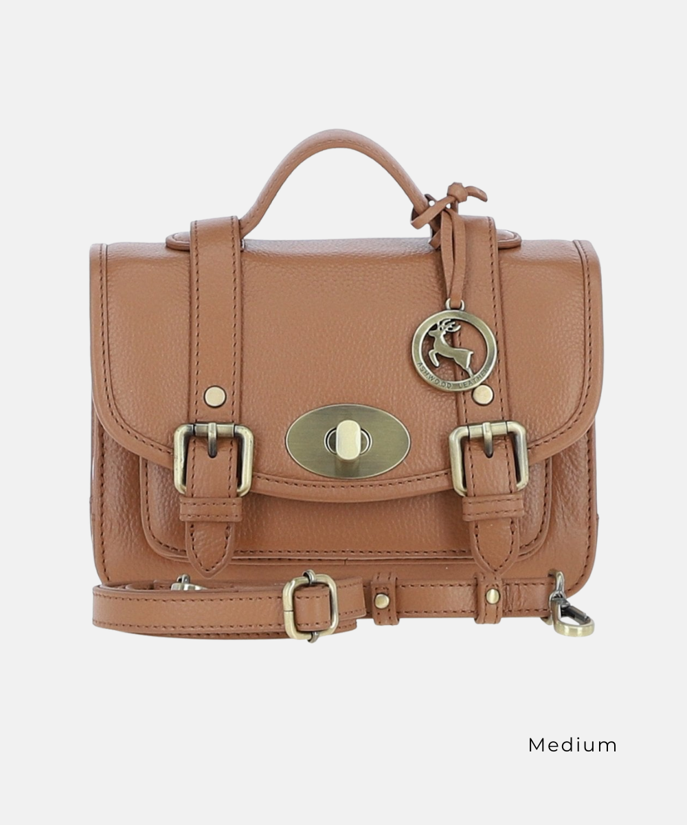 Satchelväska i Läder, Kolabrun