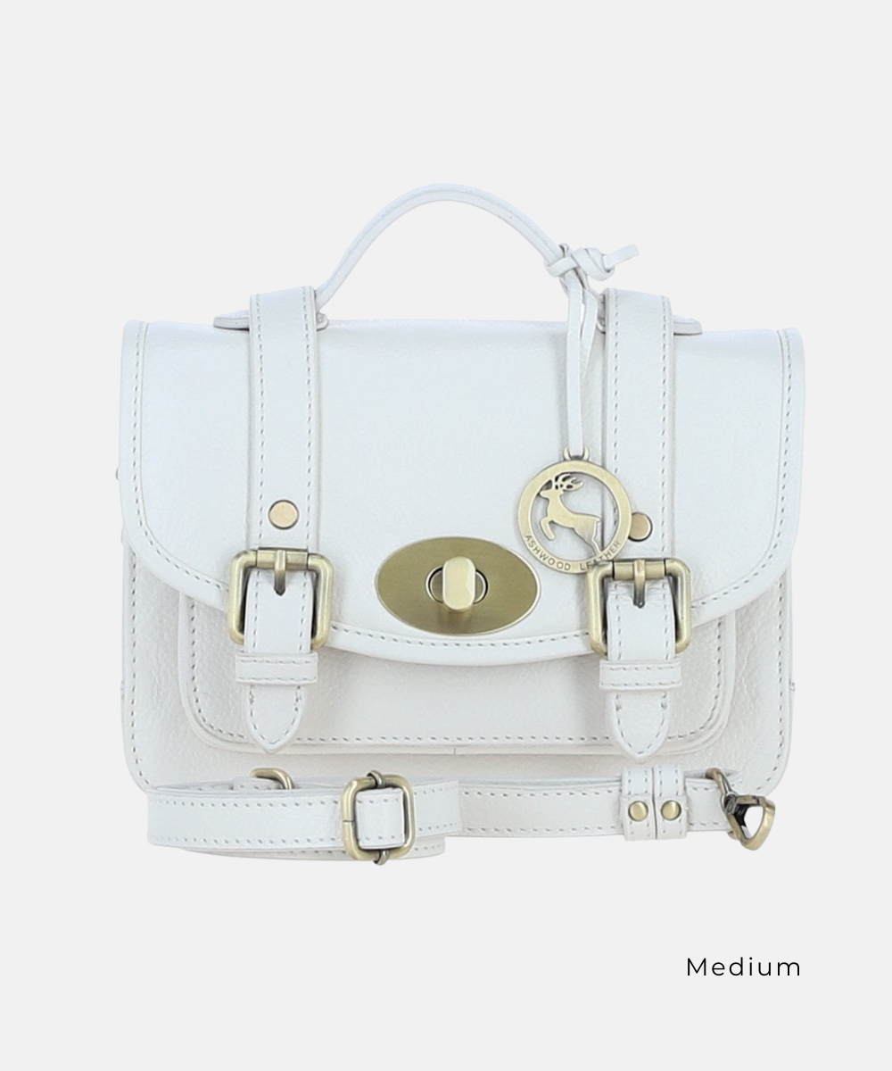 Satchelväska i Läder, Vit