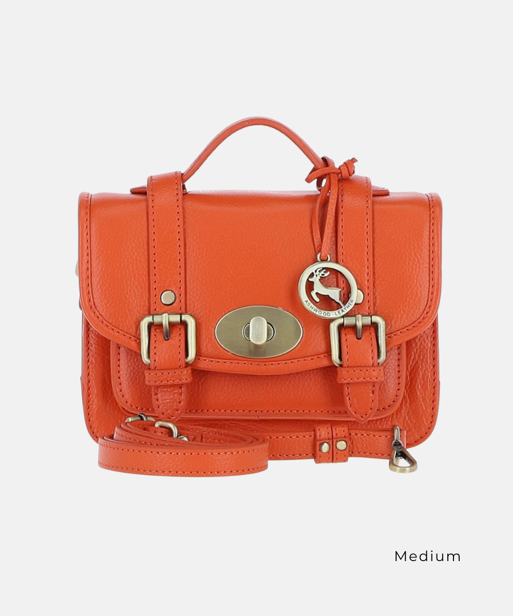 Satchelväska i Läder, Orange