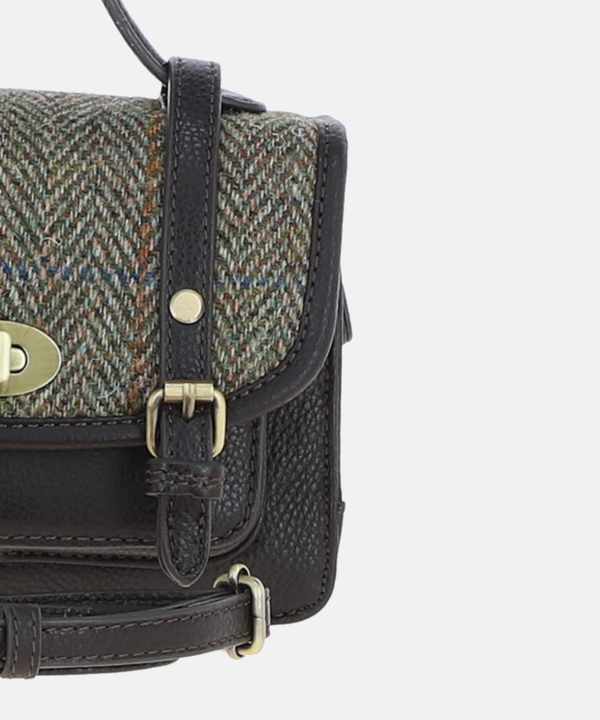 Satchel Väska i Harris Tweed – Grön/brun/svart