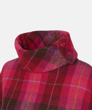 Poncho i 100% irländsk ull – Rosa/röd/brun