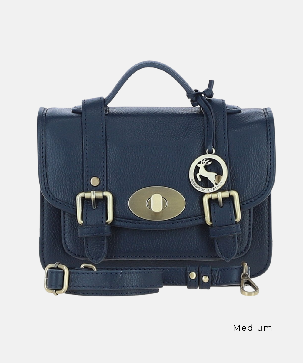 Satchelväska i Läder, Navy