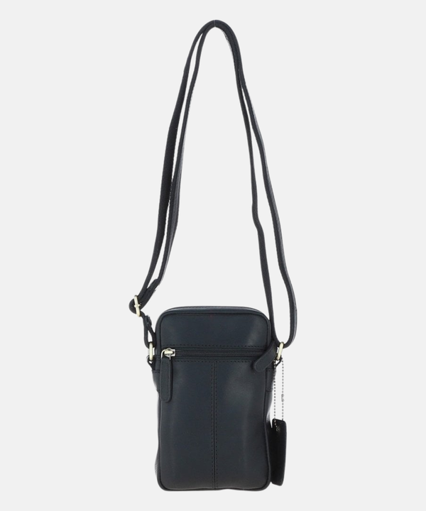 Läder Crossbody Mobilväska, Svart