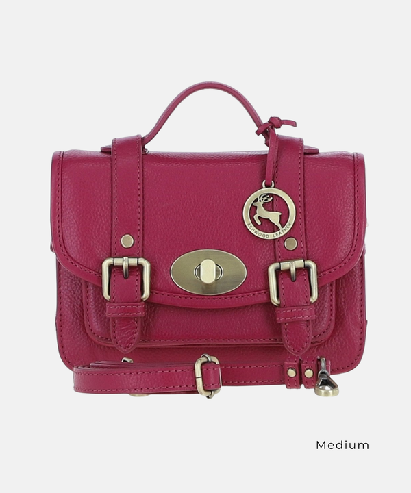 Satchelväska i Läder, Raspberry