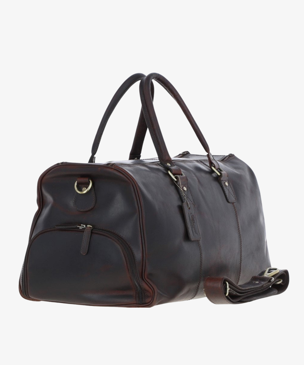 Läder Weekendbag i Brunt Läder