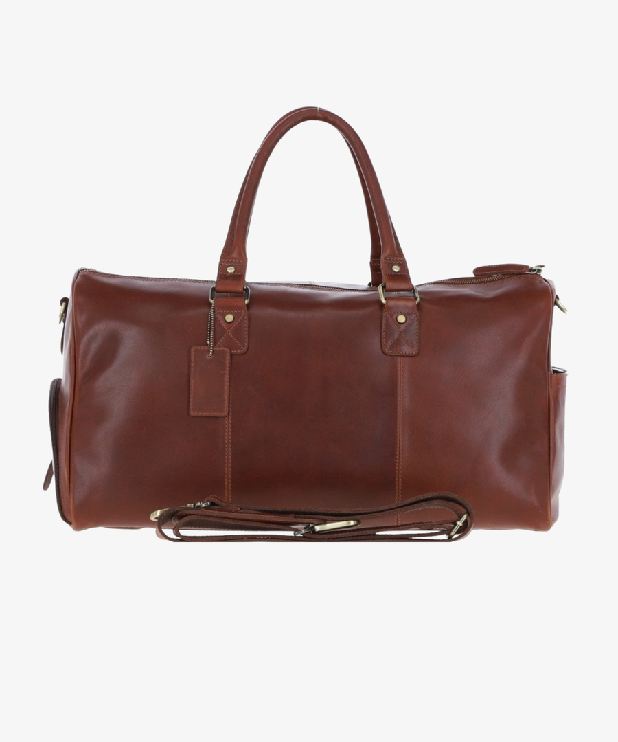 Läder Weekendbag i Kastanjebrunt Läder