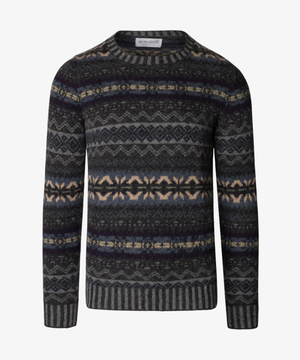 Brodie Rib Fair Isle-tröja i Shetlandsull – Cliff