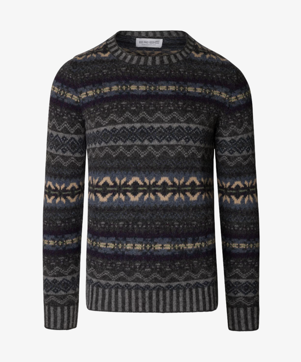 Brodie Rib Fair Isle-tröja i Shetlandsull – Cliff