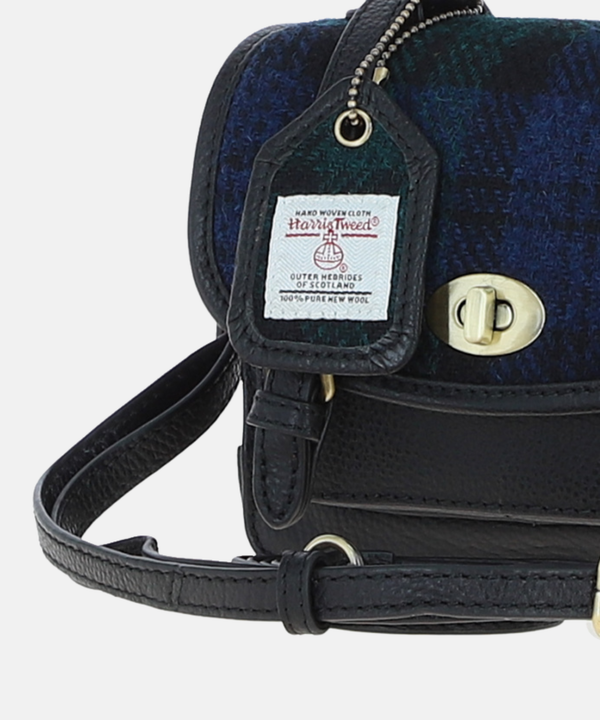 Satchel Väska i Harris Tweed – Marinblå / Grön