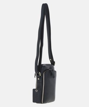 Läder Crossbody Mobilväska, Svart