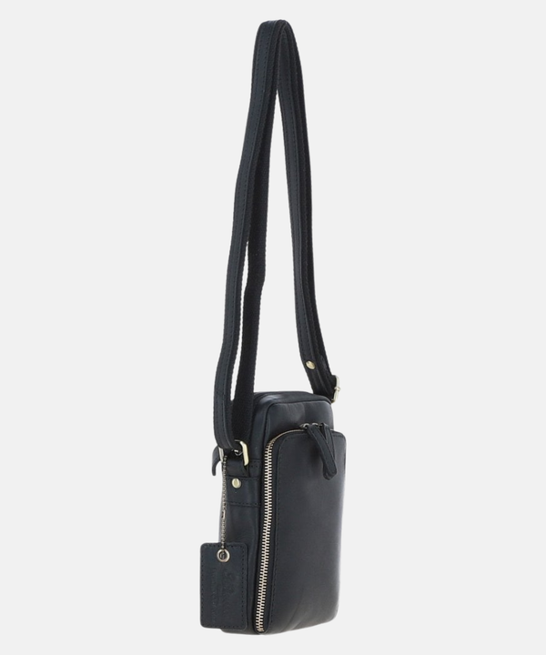 Läder Crossbody Mobilväska, Svart