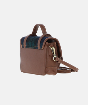 Satchel Väska i Harris Tweed – Marinblå / Brun