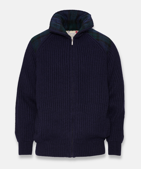 Shetlander Ullkofta – Blå med Harris Tweed