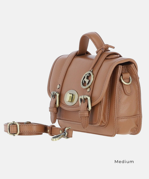 Satchelväska i Läder, Kolabrun