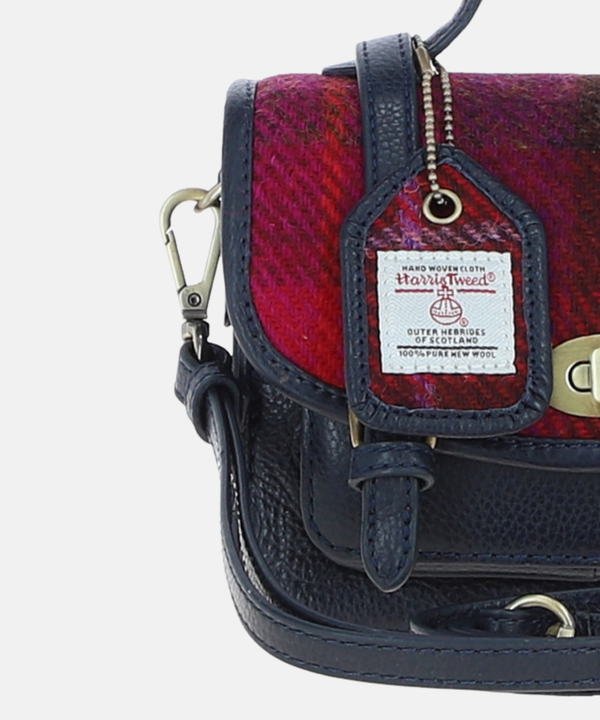 Satchel Väska i Harris Tweed – Röd / Marinblå