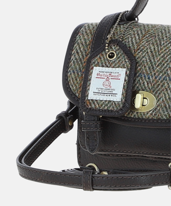 Satchel Väska i Harris Tweed – Grön/brun/svart