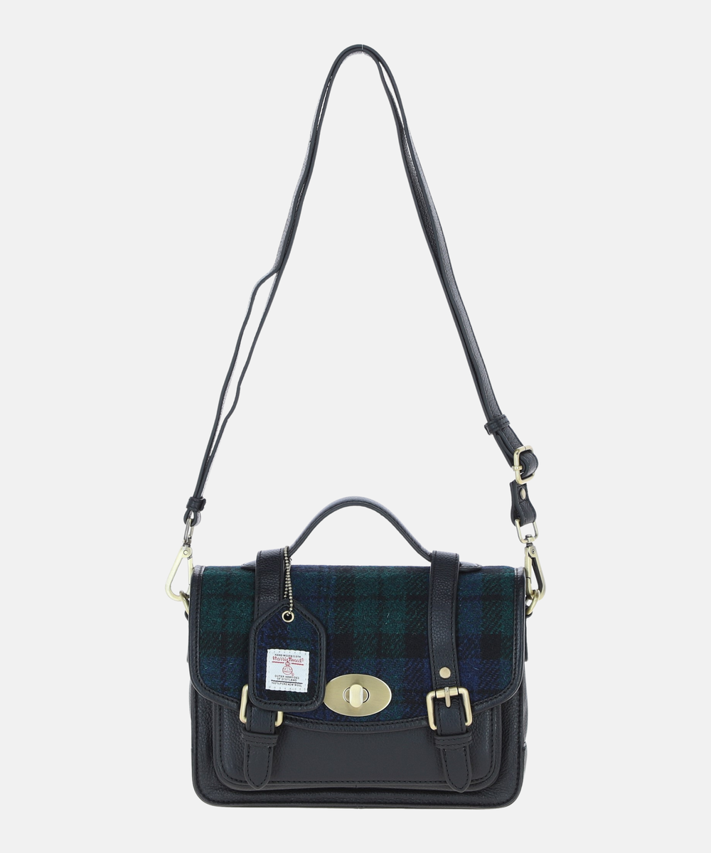 Satchel Väska i Harris Tweed – Marinblå / Grön