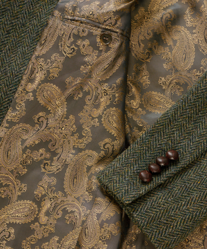 Harris Tweed Patrick jacka för herr – Grå fiskbensmönster