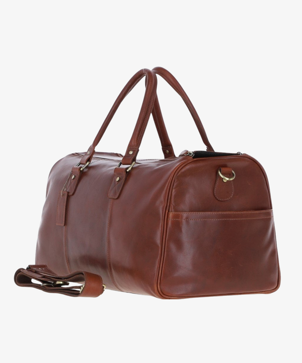 Läder Weekendbag i Kastanjebrunt Läder