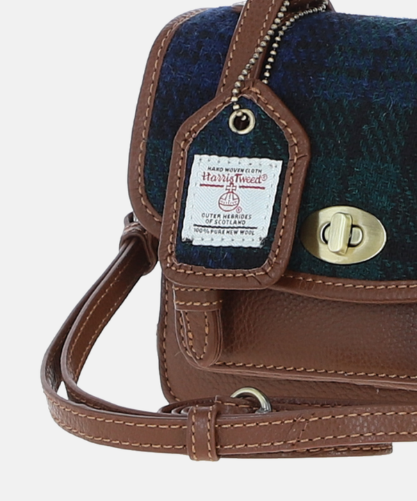 Satchel Väska i Harris Tweed – Marinblå / Brun