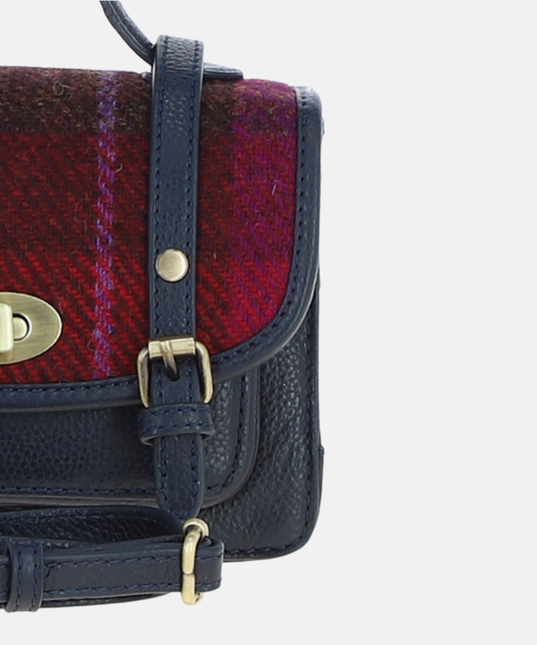 Satchel Väska i Harris Tweed – Röd / Marinblå