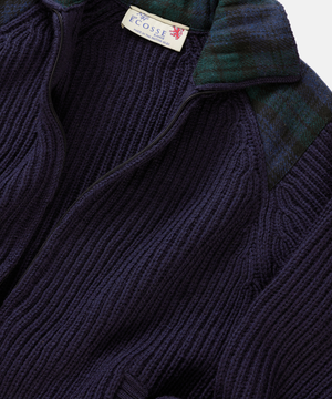 Shetlander Ullkofta – Blå med Harris Tweed