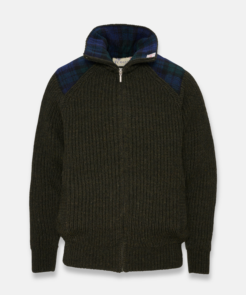 Shetlander Ullkofta – Grön med Harris Tweed