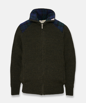 Shetlander Ullkofta – Grön med Harris Tweed