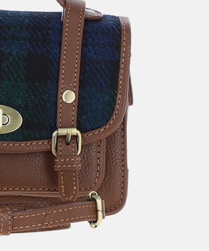 Satchel Väska i Harris Tweed – Marinblå / Brun