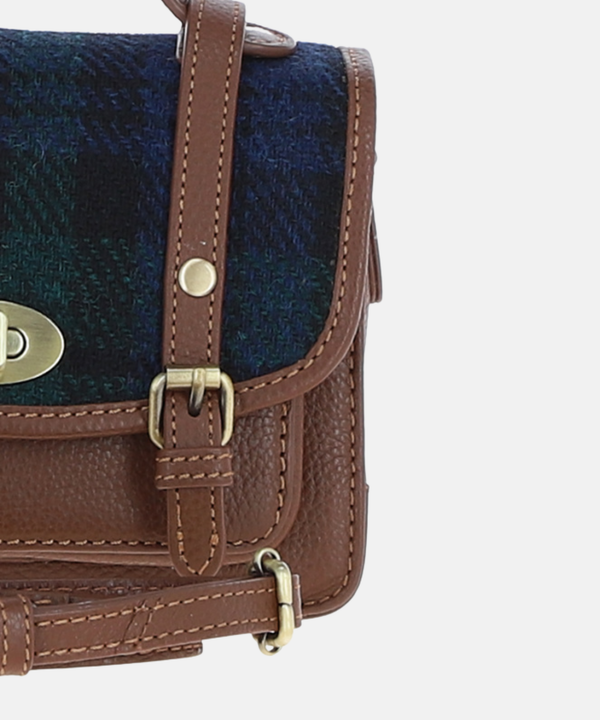 Satchel Väska i Harris Tweed – Marinblå / Brun