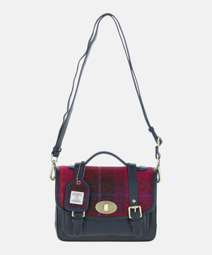 Satchel Väska i Harris Tweed – Röd / Marinblå