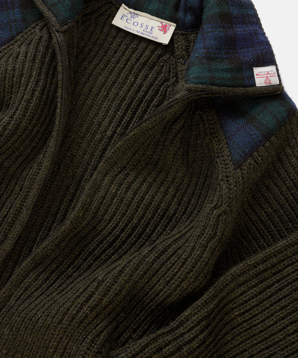 Shetlander Ullkofta – Grön med Harris Tweed