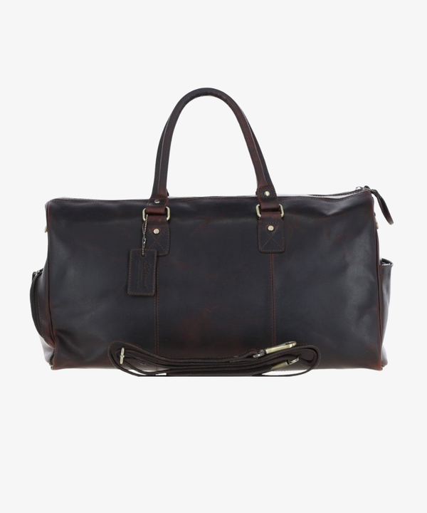 Läder Weekendbag i Brunt Läder